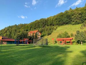 Sub Cetate赫福泽旅馆的山丘上一个有足球门的田野