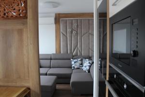 杰尔Quelle-Apartman 2的带沙发和电视的客厅