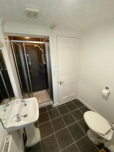 邓韦根Millburn的浴室配有卫生间、盥洗盆和淋浴。