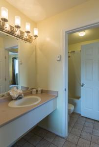 基洛纳绿洲旅馆的一间带水槽、卫生间和镜子的浴室