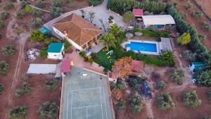 阿达莱斯Finca Villa Rey的享有带车道和游泳池的房屋的顶部景致