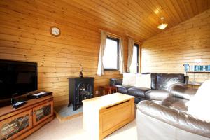 克里夫Concraig Lodge的带沙发和壁炉的客厅