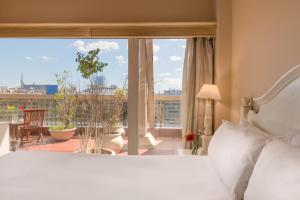 布宜诺斯艾利斯埃克科隆酒店的一间卧室设有一张床和一个大窗户