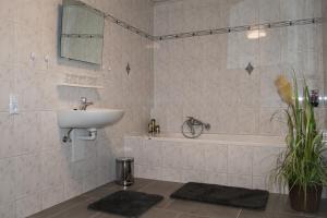 劳沙FeWo Bucker的浴室配有盥洗盆和浴缸。