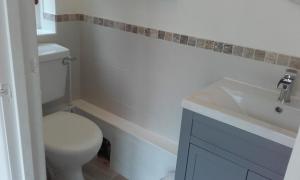 Marnhull红豆杉树美景公寓的浴室配有白色卫生间和盥洗盆。