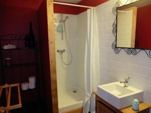 滑铁卢后花园公寓的浴室配有盥洗盆、淋浴和盥洗盆。