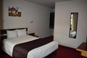普诺科罗尼尔广场酒店的酒店客房,配有床和镜子