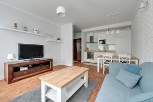 索波特Willa Morska Superior by Grand Apartments的带沙发和电视的客厅