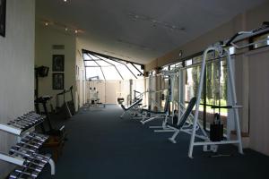 萨莫拉-德伊达尔戈HOTEL JERICO的健身房,有几排跑步机