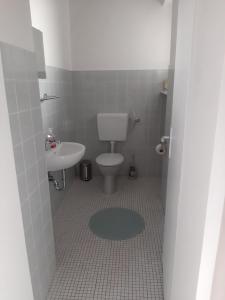 OmmersheimFerienwohnung Post的一间带卫生间和水槽的浴室