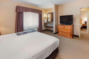 双子瀑布拉昆塔双瀑套房酒店的配有一张床和一台平面电视的酒店客房