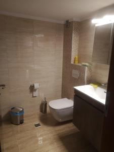 塞萨洛尼基Comfortable Apartment in Kato Toumpa的浴室配有白色卫生间和盥洗盆。