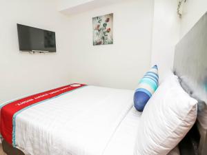 长滩岛长滩岛东方海滩酒店的酒店客房设有带枕头的床和电视。