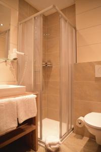 罗孚尔豪斯帕蒂希酒店的带淋浴和盥洗盆的浴室