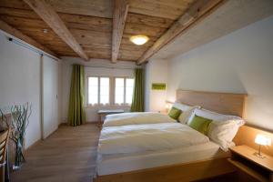 穆尔滕La Maison Salvagny的一间卧室设有一张大床和一个窗户。