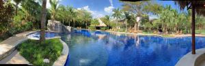 科克可可海滩酒店的度假村内的一个蓝色海水游泳池