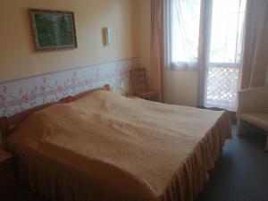 迈泽克韦什德Hotel Hajnal的一间卧室设有一张床和一个窗口