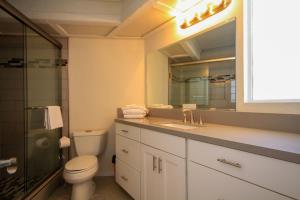 马姆莫斯湖Sierra Park Villas #93的一间带卫生间、水槽和镜子的浴室