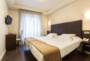 圣地亚哥－德孔波斯特拉阿尔达圣卡洛斯酒店的酒店客房设有一张大床和一台电视。