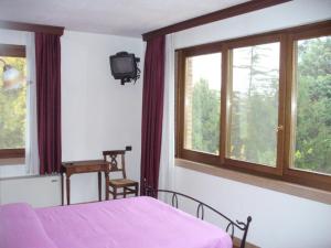 曼托瓦科尔特特伦瑟若内农庄酒店的一间卧室设有一张床、一台电视和窗户。