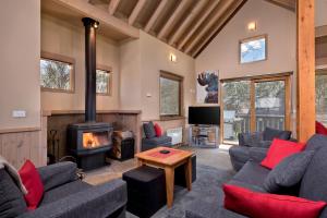 丁诺高原Colorado的带沙发和壁炉的客厅