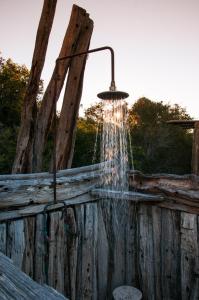 阿马卡拉保护区HillsNek Safari Camp – Amakhala Game Reserve的木栅栏顶部的喷泉