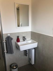 汉诺威Maggies-Apartment-Hannover的浴室设有白色水槽和镜子