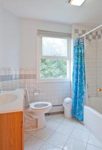 波士顿Beautiful Apartment-5 Beds-Full Kitchen-Parking-Super Clean!的一间带水槽和卫生间的浴室以及窗户。