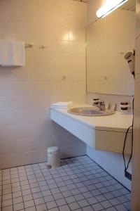 豪恩斯泰因祖姆奥赫森酒店的一间带水槽和镜子的浴室