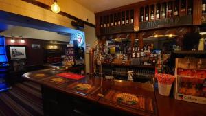 南安普敦The Grapes Pub的酒吧里设有木台的酒吧