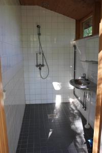 帕尔加斯Sattmark EcoCabin的带淋浴和盥洗盆的浴室