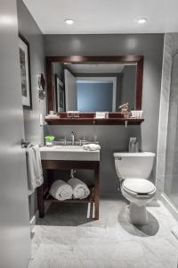 利文斯顿威斯敏斯特酒店的一间带卫生间、水槽和镜子的浴室