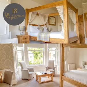 爱丁堡克雷格米勒公园18号旅馆的一间带两张双层床的卧室和一间客厅