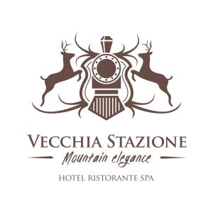 罗阿纳Hotel Vecchia Stazione Mountain Elegance的鹿的复古风格的酒店标志