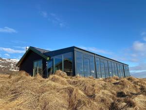HofstaðirHofsstadir - Country Hotel的一堆干草上的房子
