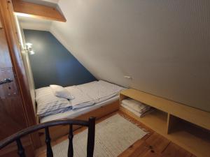 韦斯特雷费尔Ferienkate Kap Eiderstedt的小房间设有一张床和一张桌子