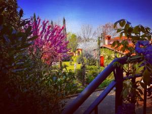 PassiranoCascina CORTEPRIMAVERA, B&B del Baliot的一座鲜花盛开的花园,一座房子的背景