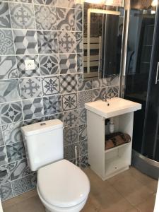 利夫尔LE COCON - Terrasse - Lumineux - Proche RENNES的浴室配有白色卫生间和盥洗盆。