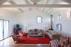 索维奇勒Agriturismo Borgo Personatina的带沙发和红色地毯的客厅