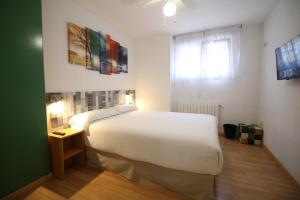 塞哥维亚Aralso Santa Isabel的卧室设有一张白色大床和一扇窗户。