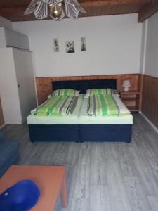 斯皮卡克Ubytování Maxa的一间卧室配有一张床和一张桌子