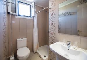 奈德里Marina Pansion的一间带卫生间、水槽和窗户的浴室