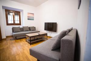 托莱多Casa Hércules的客厅配有两张沙发和一台电视机
