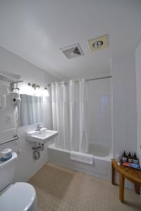 纽约蔤蒙莎酒店的浴室配有卫生间、盥洗盆和淋浴。