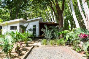 里瓦斯Eco Casita Phase I #10的花园中树木繁茂的房屋