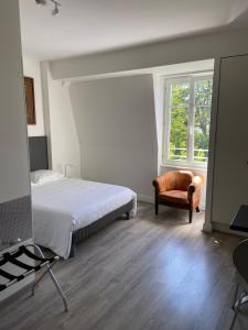 斯特拉斯堡橘园公寓的卧室配有床、椅子和窗户。