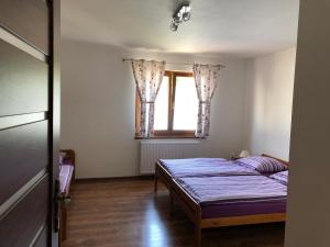 特尔乔夫Apartmán Tatiana的一间卧室设有两张床和窗户。
