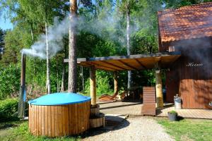 PadiseKallaste Talu- Turismitalu & Holiday Resort的木亭,烟从里面出来