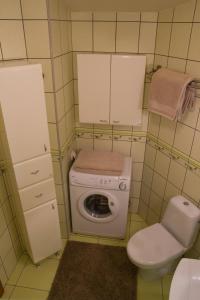 别尔斯克-比亚拉Zielony domek的一间带卫生间和洗衣机的小浴室