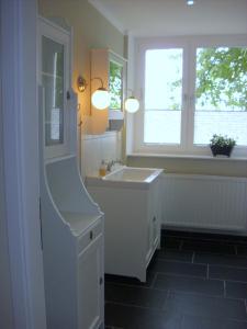 霍恩-巴特迈恩贝格Haus mit Aussicht的一间带水槽和窗户的浴室